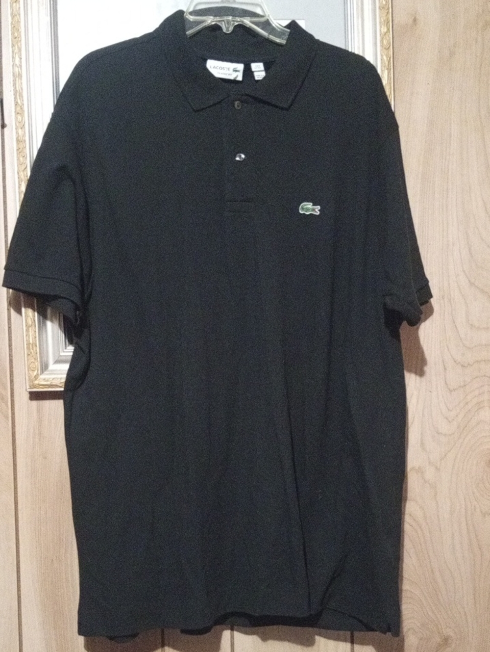 Lacoste Men’s Black Polo with Green Crocodile Logo